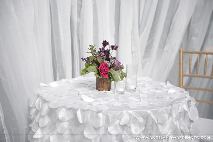 White Petal Taffeta Table Linen, White Paillette Table Linen