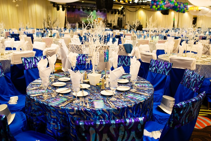 Aquamarine Jazz Sequin Table Linen, Blue Swirl Table Cloth