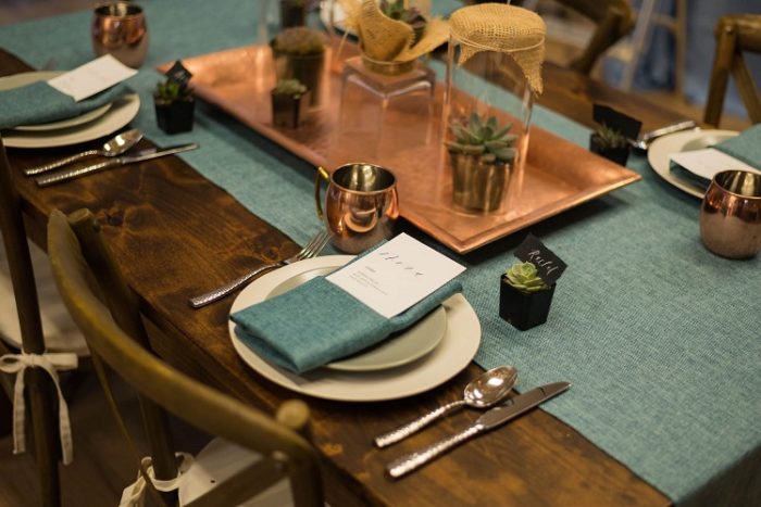 Azure Vintage Linen Table Cloth, Teal Table Linen