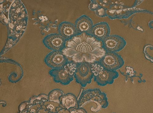 Cappuccino Palazzo Table Linen, Brown and Blue Paisley Table Cloth, Brown Floral Table Cloth