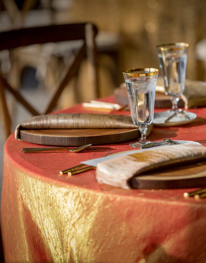 Goldenrod Crush Table Linen, Orange Crush Table Cloth, Iridescent Table Cloth