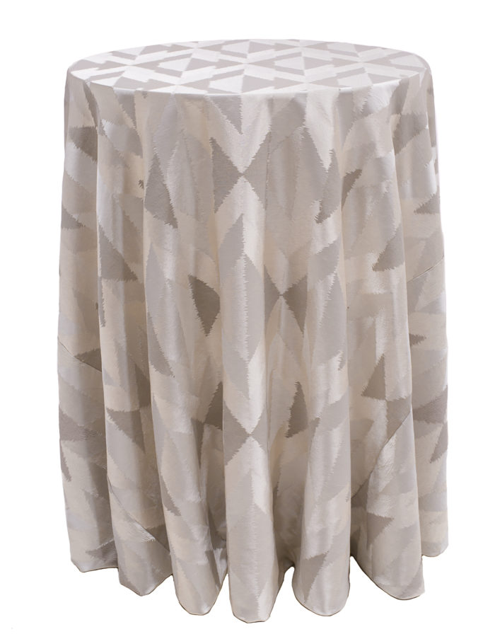 Ivory Messaline Table Linen, White Pattern Table Cloth