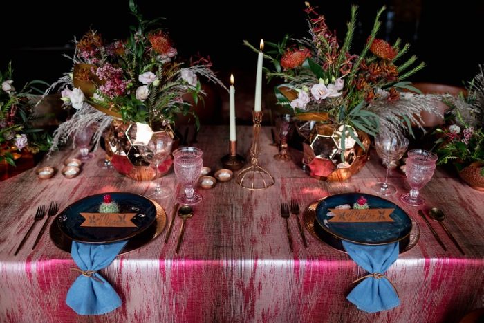 Red Abstract Table Cloth, Red Pattern Table Cloth, Red and Pink Table Linen, Denim Napkin