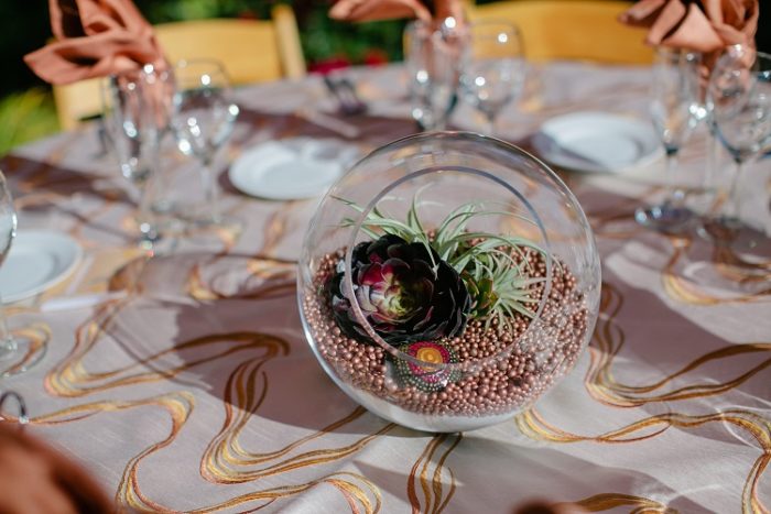 Ivory Streamer Table Cloth, Gold Swirl Table Linen