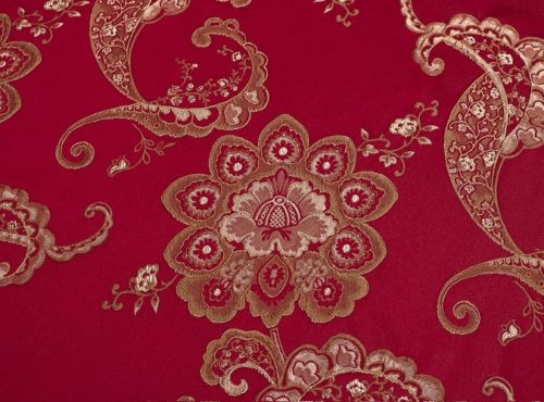 Sangria Palazzo Table Linen, Red and Gold Paisley Table Cloth