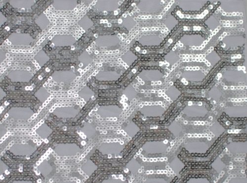 Silver Geometric Sequin Table Linen, Silver and Sheer Sequin Table Cloth