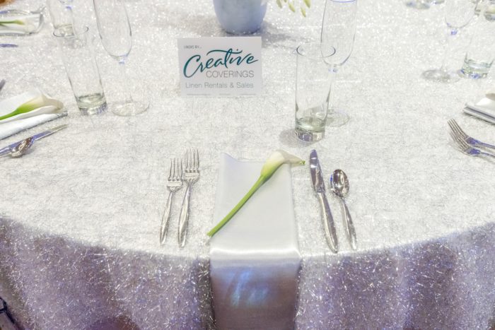 Rable Photo, PJs Flowers, Chateau Luxe, Silver Shag Linen, Tinsel Linen, Silver Dupioni Napkin