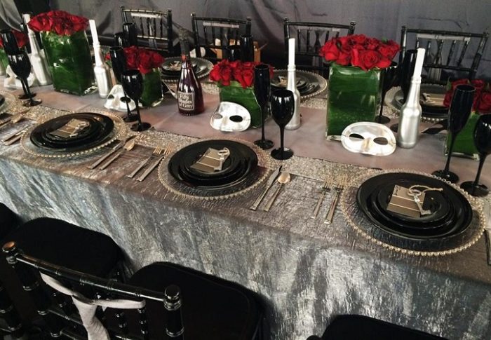 Steel Crush Table Linen, Deep Grey Crush Table Cloth