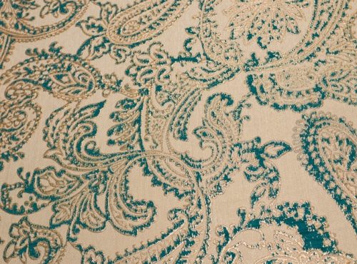 Teal & Gold Martinique Reversible Table Linen, Blue Paisley Table Cloth