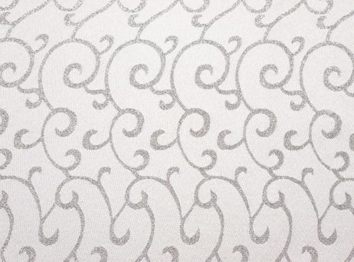 White & Silver Metallic Swirl Table Linen