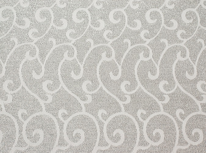 White & Silver Metallic Swirl Table Linen