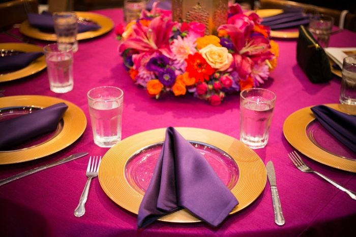 Fuchsia Lamour Table Linen, Bright Pink Table Cloth, Purple Lamour Napkin