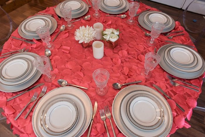 Watermelon Petal Taffeta Table Linen