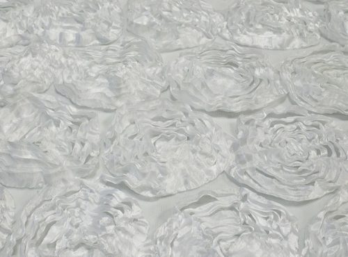 White Rosette Table Linen, White Floral Table Cloth
