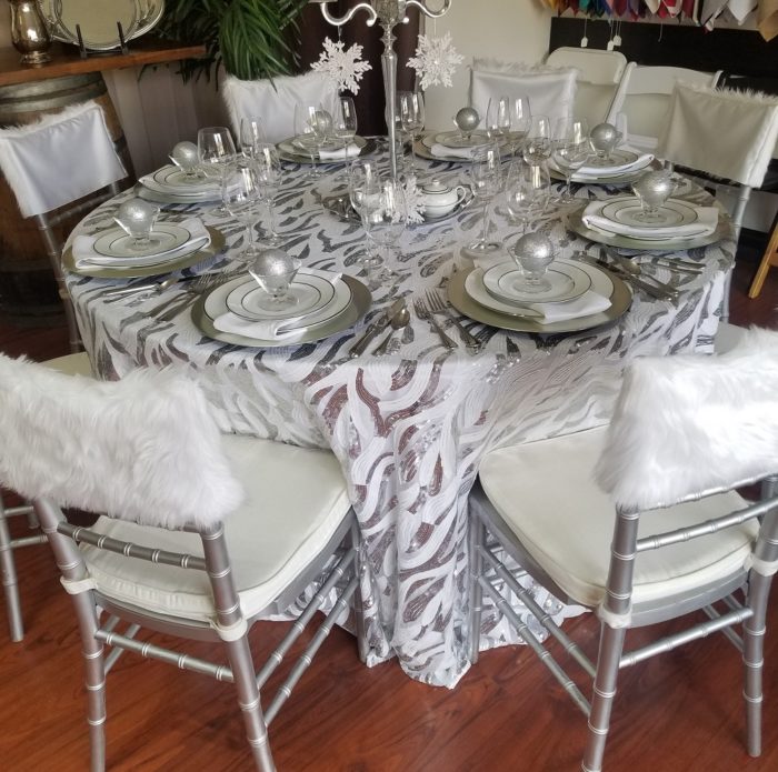 White Faux Fur Chiavari Chair Cap, White Fur Chair Treatment