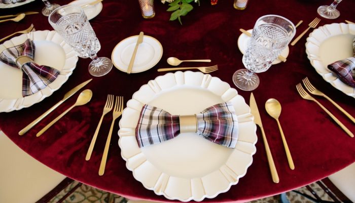 Merlot Plush Velvet Table Linen, Dark Red Velvet Table Cloth, Red Plaid Napkin