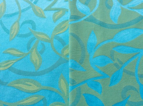 Seabreeze Table Linen, Blue and Green Table Cloth, Blue Leaf Table Cloth